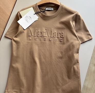 max mara: Классическая футболка Max Mara Leisure в бежевом цвете с короткими — 1