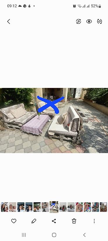 bağ stulu: Pallet bazalı açıq hava oturacaq dəsti - Tərkib: 2 ədəd ikiyerli — 2