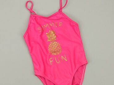 strój kąpielowy z falbanką i wysokim stanem: One-piece swimsuit, 5-6 years, 110-116 cm, condition - Perfect