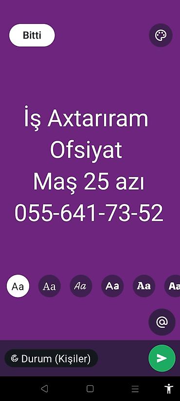 я ищу работу сиделку: Xidmət: Ofis işləri üzrə iş axtarışı - Ofis yönümlü vəzifələrdə — 1