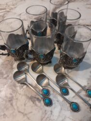 набор ножей: Çay dəsti, rəng - Gümüşü, Şüşə, 6 nəfərlik