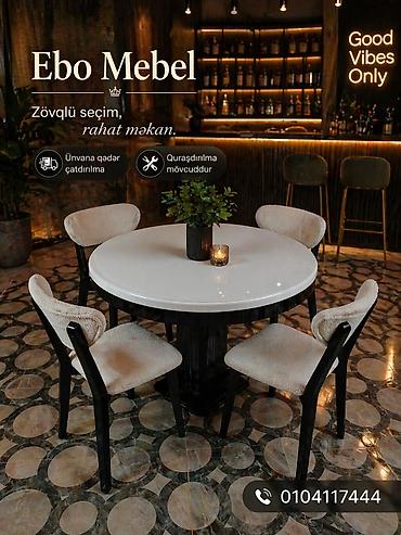 restoran stolu: Mətbəx üçün, Yeni, Açılmayan, Yumru masa, 4 stul — 1