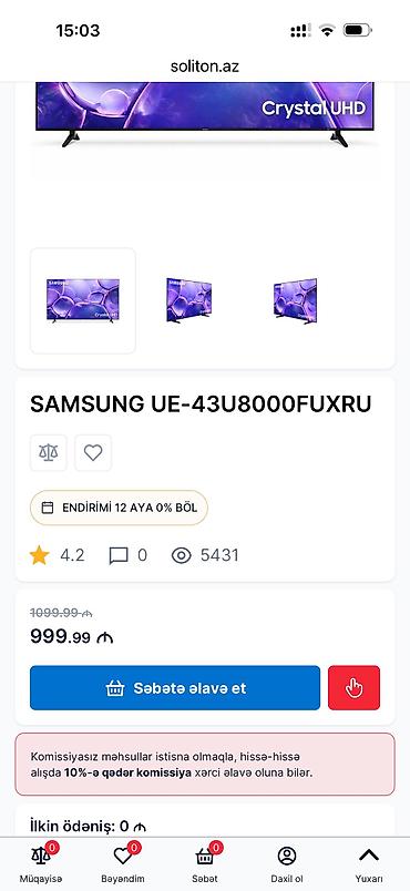 2025: Yeni Televizor Samsung 43" 4K (3840x2160) — 5