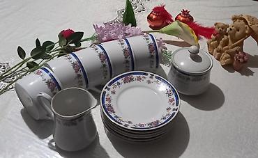 Çay dəsti, rəng - Ağ, Farfor