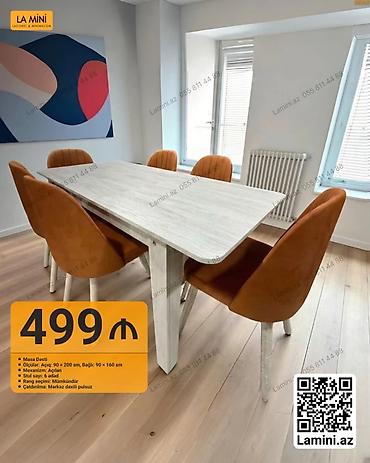 Мебель: Məhsul: Masa dəsti - Qiymət: 499 ₼ - Ölçülər: Açıq – 90 × 200 sm; — 1