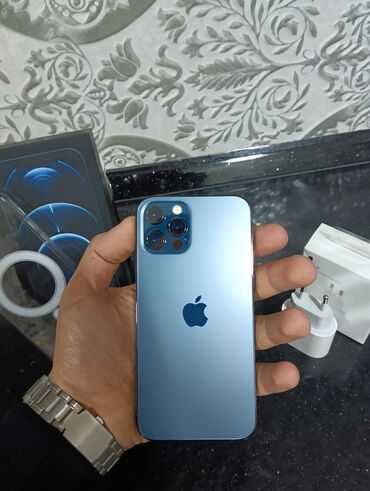 Apple iPhone: IPhone 12 Pro, 128 GB, Blue Titanium, Zəmanət, Simsiz şarj, Face ID