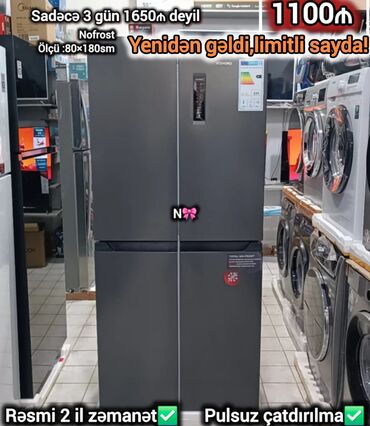 iki qapili soyuducular: 4 qapılı Yoshiro Soyuducu Satılır, rəng - Boz