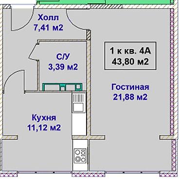 8: 1 комната, 43 м², Южная Магистраль 106 серия улучшенная, 8 этаж, Дизайнерский ремонт — 10