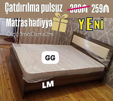 - İki nəfərlik yataq dəsti - Ölçü: 1.60 m x 2 m - Başlıq hissəsi