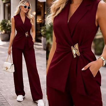 Kompleti: 🔥Elegantni ženski komplet – prsluk bez rukava i široke pantalone ✅3500 — 2