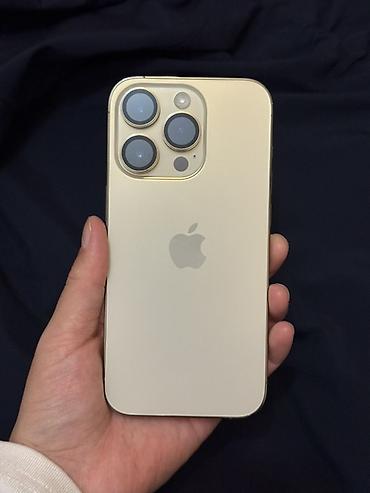 apple studio: IPhone 14 Pro Max, Б/у, 256 ГБ, Золотой, Зарядное устройство, Защитное стекло, Чехол, 77 % — 1