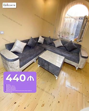 Künc Divan - Ölçülər: 280 × 200 sm - Materiallar: ağac karkas, bazalı