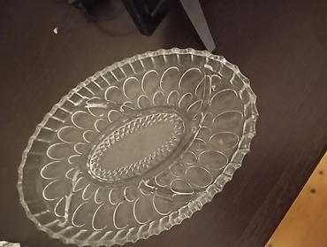 bayram: Şüşə servis boşqabı – oval forma - Material: qalın, şəffaf şüşə - — 1
