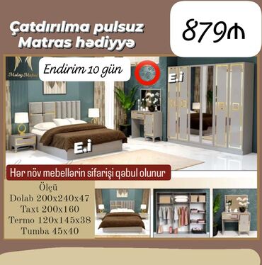Matraslar: *Yataq Dəsti 6 qapılı Dolabla 879Azn💥* ✔️Rəng seçimi var *✔️Şəhər