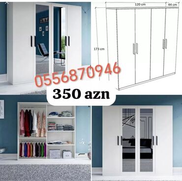 Dolablar: Yeni, Açılan, 3 qapılı Düz dolab, Qarderob, paltar dolabı, Azərbaycan — 22