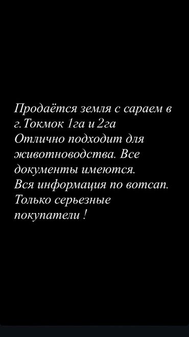 земельный участок бишкек: Продаётся земля с сараем в г.Токмок 1га и 2га Отлично подходит для