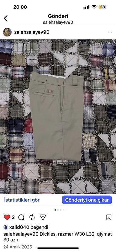 Kişi geyimləri: Dickies klassik iş/gündəlik şalvar - Rəng: açıq bej/xaqui - Model: düz — 3