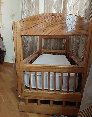 Beşiklər: Taxta beşik – matrastla birlikdə - Material: tam ağac (laklı səth) — 3