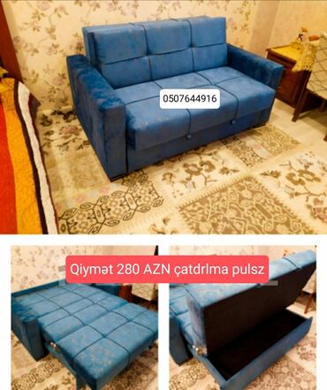 Qab-qacaq və mətbəx ləvazimatları: Di̇van-kravat, Yeni, Açılan, Bazalı, Vеlur parça, Pulsuz çatdırılma