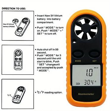 Ostali merni alati: Ručni digitalni anemometar sa LCD ekranom Karakteristike: - Merenje — 5