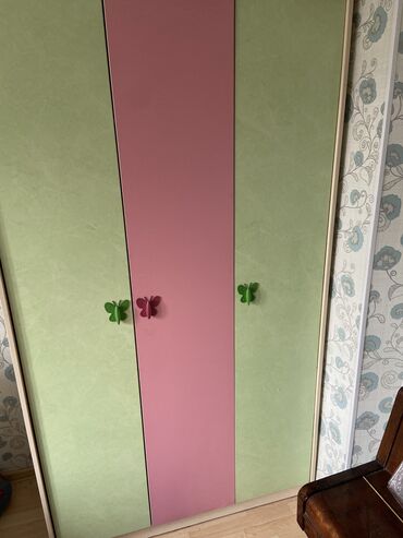 мебель шкаф бу: Детский гарнитур, цвет - Зеленый, Б/у