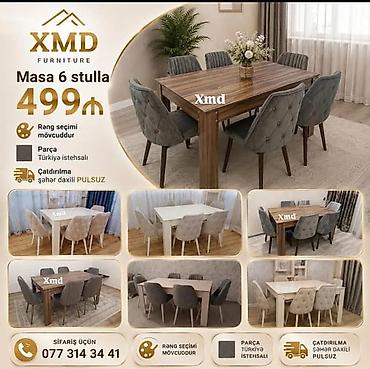 plastik stol stul qiymetleri: Masa və 6 stul dəsti – XMD Furniture - Komplekt: 1 yemək masası + 6 — 1