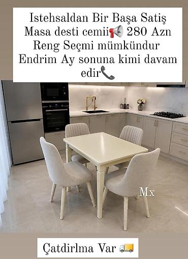 stol stul metbex: Mətbəx üçün masa dəsti - Dəst: 1 masa + 4 stul - Rəng seçimi — 1