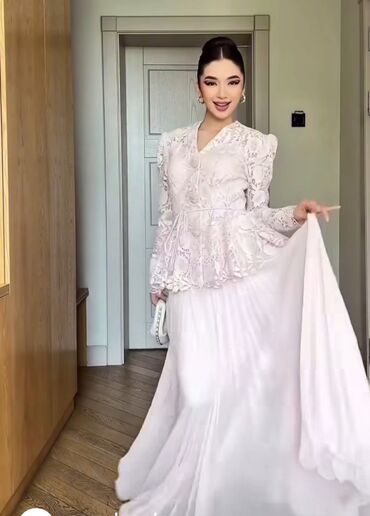 вечерние платья для полных женщин из шифона: Кече көйнөгү, Узун модель, Жеңдери менен, M (EU 38)