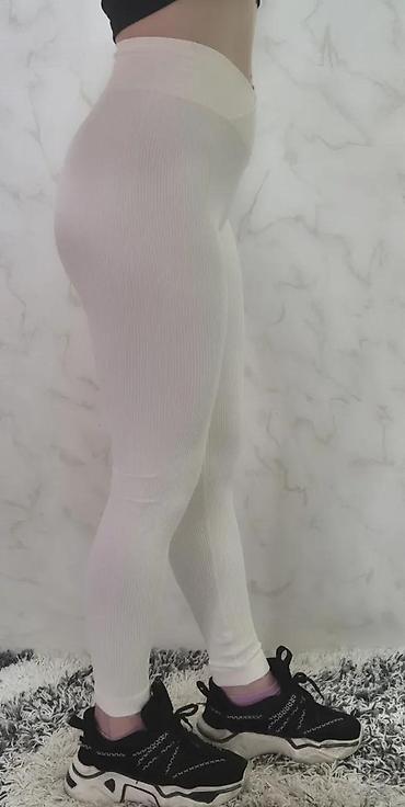 Helanke, biciklistički šortsevi: Ženske rebraste helanke – belo - Model sa V/“crossover” pojasom — 6