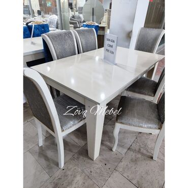 столы и стулья: Qonaq otağı üçün, Yeni, Açılan, Dördbucaq masa, 6 stul, Azərbaycan