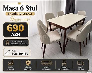 stolustu nabor: Qonaq otağı üçün, Yeni, Açılan, Dördbucaq masa, 6 stul — 1