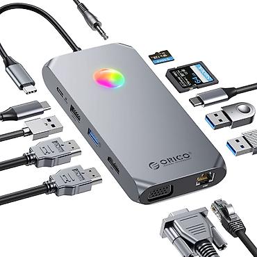 🔥 ORICO XCR-X3-GY-BP – 12-in-1 USB-C Docking Station, Dual HDMI, DP