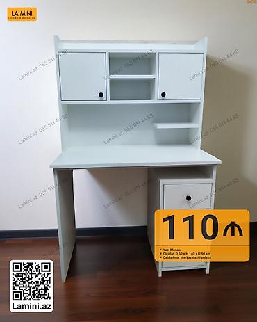qabaq usdolu: Yazı masasının üst dolablı modeli - Rəng: ağ - Üst hissədə 2 qapalı — 1