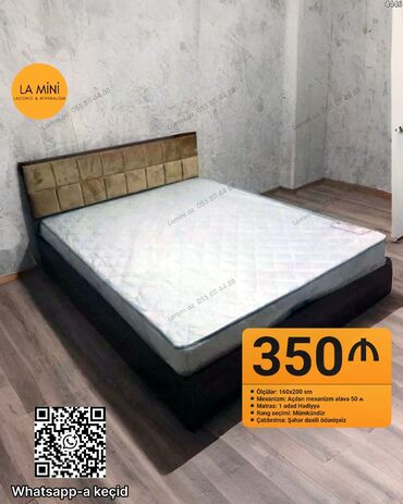 tek kıravat: LA MiNi yataq dəsti - Ölçü: 160x200 sm - Başlıq: yumşaq kvadrat