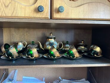Чайные наборы и сервизы: Чайный набор, цвет - Зеленый, Богемия, 6 персон, Чехия
