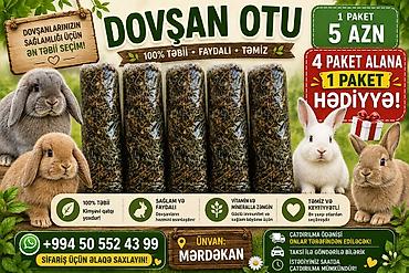 heyvan yemlərinin satışı: Məhsul: Dovşan otu və qarışıq yem Dovşan Otu: - 100% təbii, kimyəvi — 1