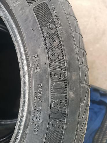 diski teker type 1: 225/60 R18 ölçüdə avtomobil şinləri. Şinlərin üzərində M+S işarəsi — 4