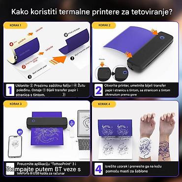 Skeneri: Prijenosni termalni štampač za tetovaže i dokumente (A4) - Dvostruka — 8