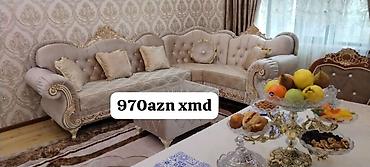ortopedik kreslolar: Klassik üslubda L‑şəkilli yumşaq mebel dəsti. - Parça: Zəngin — 1