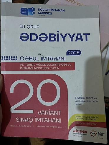 Testlər: Məhsul: “Ədəbiyyat – III qrup, Qəbul İmtahanı 2025” test toplusu (DİM — 2