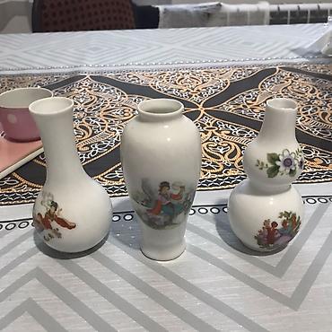 Текстиль: Porcelan dekor dəsti - 3 ədəd kiçik dekorativ güldan: fərqli formalar — 1