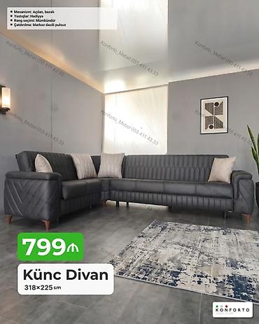 Диваны: Künc Divan – 318×225 sm - Mexanizm: açılan, bazalı (yataq funksiyası — 1