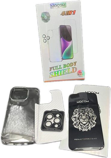 telefon case: Mocom 4İN1 İphone 15 pro 1.Glass 5D clear 2.Kamera Glass 3.kristal