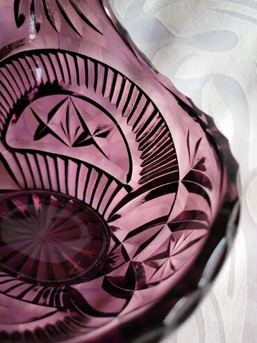 Ostalo posuđe: Korpa nova liveni kristal iz 70ih. ljubicasta. Visina. 14cm — 7