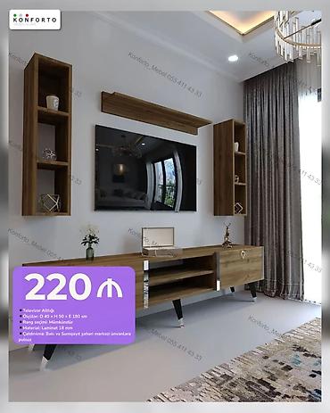 Televizor altlığı və divar rəfləri dəsti - Qiymət: 220 ₼ - Ölçülər