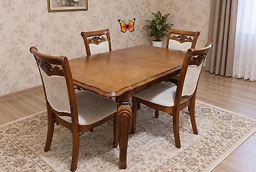 stul stol: Masa desti 250m satilir Olcu 145x90. Acilanda 2 olur. 4 stul daxil — 1
