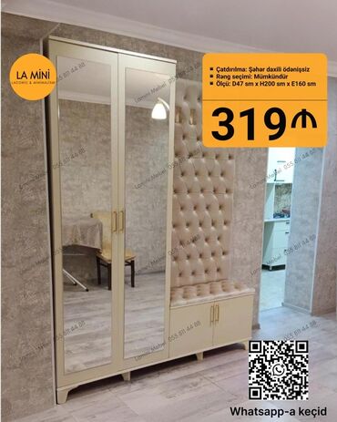 Dolablar: Yeni, Açılan, 2 qapılı Düz dolab, Dəhliz dolabı, Azərbaycan