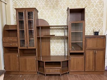 Шкафтар: Гостиная стенка модульная, цвет тёплый орех/бук. Материал — ЛДСП с — 1