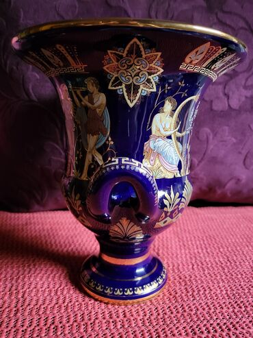 Ostali kućni dekor: Cup,vaza vintaz nov grcki,porcelanski,rucno oslikan 24 kar.zlatom — 9