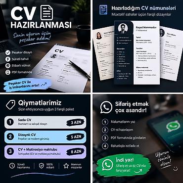 PEŞƏKAR CV HAZIRLANMASI — CƏMİ 5 AZN! İşə müraciət üçün diqqətçəkən lalafo.az -da PEŞƏKAR CV HAZIRLANMASI — CƏMİ 5 AZN! İşə müraciət üçün diqqətçəkən